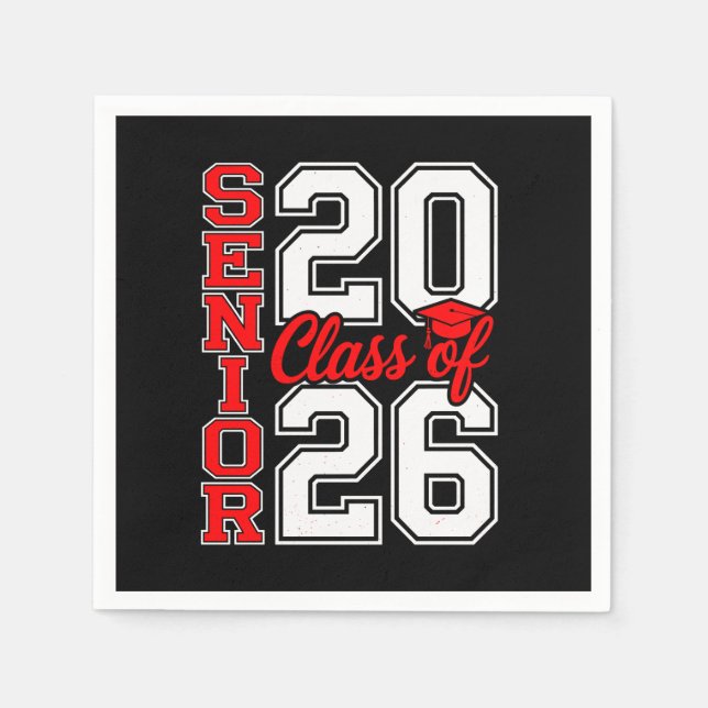 Klasse 2026 Senior 26 Rot Abschluss Absolvent Serviette (Vorderseite)