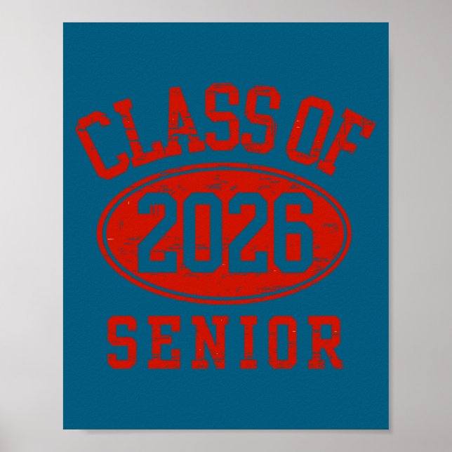 Klasse 2026 Senior Back School Illustration Poster (Vorne)