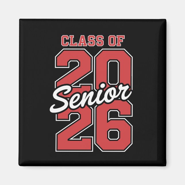 Klasse 2026 Senior Rot Abschluss 26 Absolvent Magnet (Vorne)