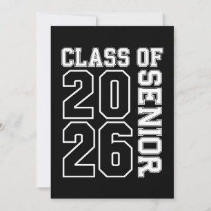 Klasse 2026 Senior Schwarz-Weiß-Abschlussfeier Einladung