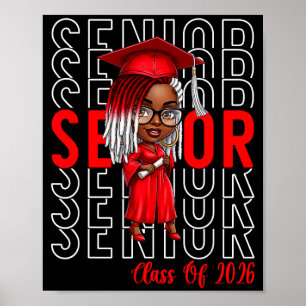 Klasse 2026 Seniorin 2026 Schwarze Frauen Mädchen Poster