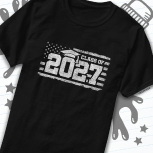 Klasse 2027 Abschluss American Flag Senior 2027 T-Shirt