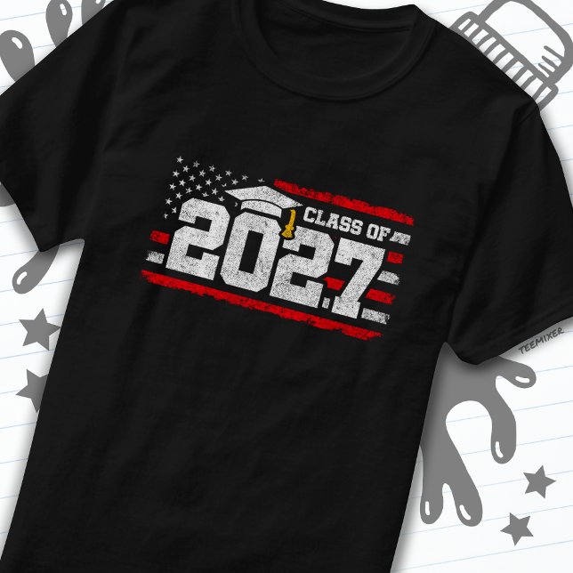 Klasse 2027 Abschluss American Flag Senior 2027 T-Shirt (Von Creator hochgeladen)
