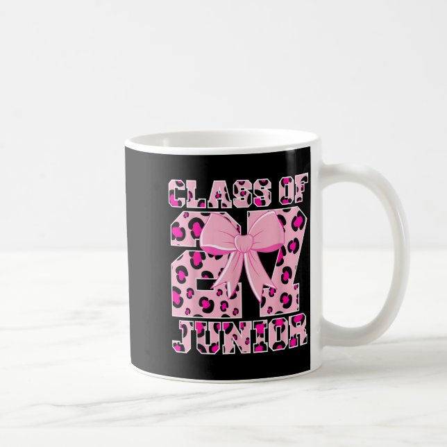 Klasse 2027 Junior Leopard rosa Schleife Mädchen h Kaffeetasse (Rechts)