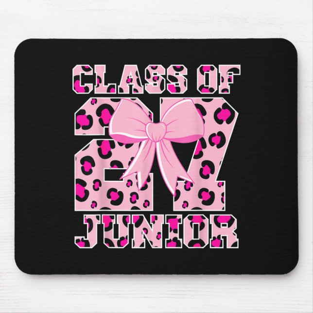 Klasse 2027 Junior Leopard rosa Schleife Mädchen-S Mousepad (Vorne)