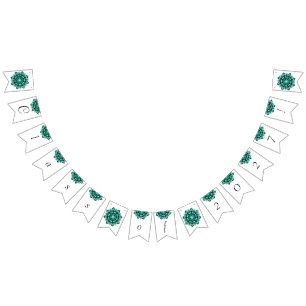 Klasse 2027! Mandala in Aqua Wimpelkette