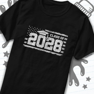 Klasse 2028 Abschluss American Flag Senior 2028 T-Shirt