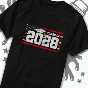 Klasse 2028 Abschluss American Flag Senior 2028 T-Shirt