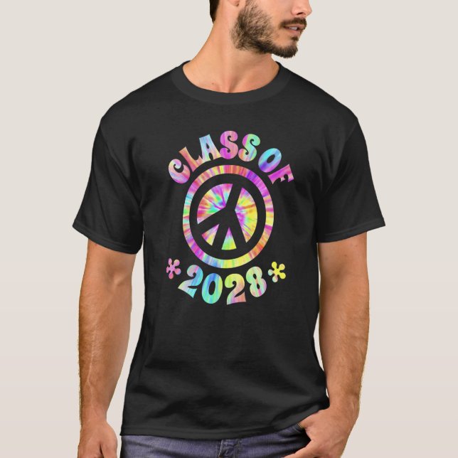 Klasse 2028 Graduate Future Abschluss Peace Sig T-Shirt (Vorderseite)