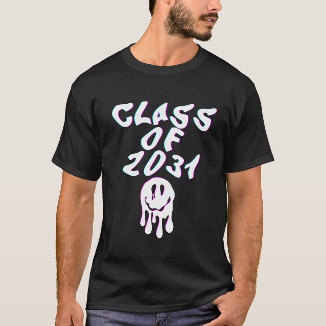 Klasse 2031 Glitch Senior Class High School Pull T-Shirt (Vorderseite)
