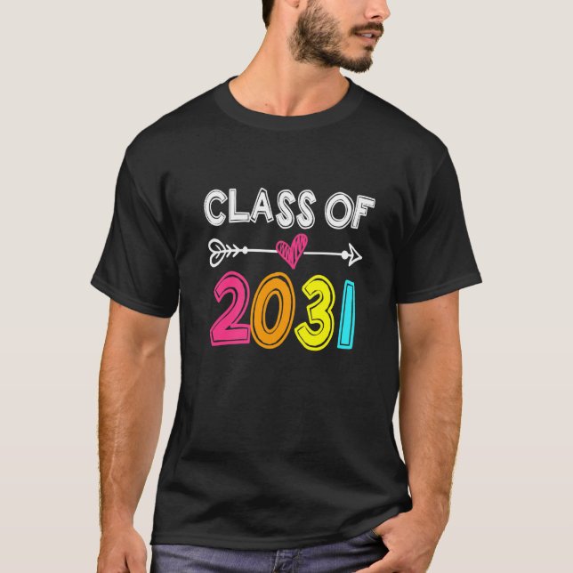 Klasse 2031 Vorjahr 2031 wächst mit mir Grad T-Shirt (Vorderseite)