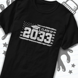 Klasse 2033 Abschluss American Flag Senior 2033 T-Shirt