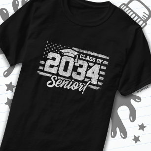 Klasse 2034 Abschluss American Flag Senior 2034 T-Shirt