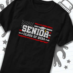 Klasse 2034 Abschluss American Flag Senior 2034 T-Shirt