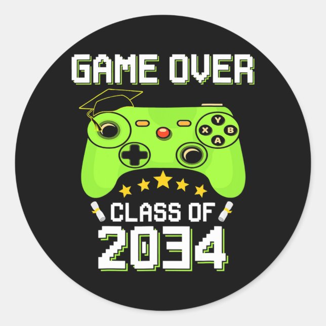 Klasse 2034 Game Over Senior Video Games Gamer Runder Aufkleber (Vorderseite)