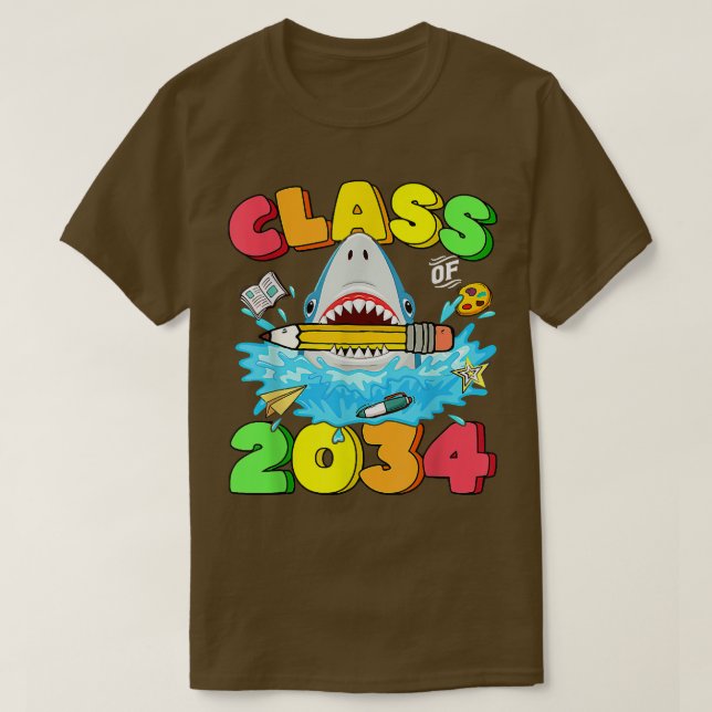 Klasse 2034 Haifisch wächst mit meinem Abschluss K T-Shirt (Design vorne)