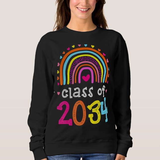 Klasse 2034 Rainbow Pink Graduate Preschool Art Sweatshirt (Vorderseite)