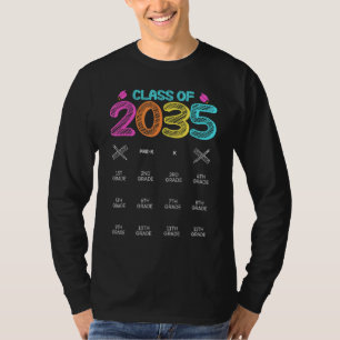 Klasse 2035 Abschluss Erster Schultag wächst T-Shirt