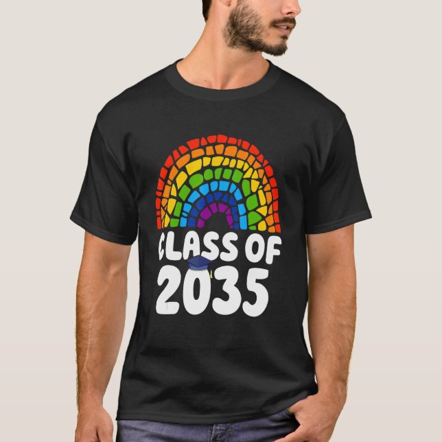 Klasse 2035 Abschluss-Rainbow-Retro-Graduate T-Shirt (Vorderseite)