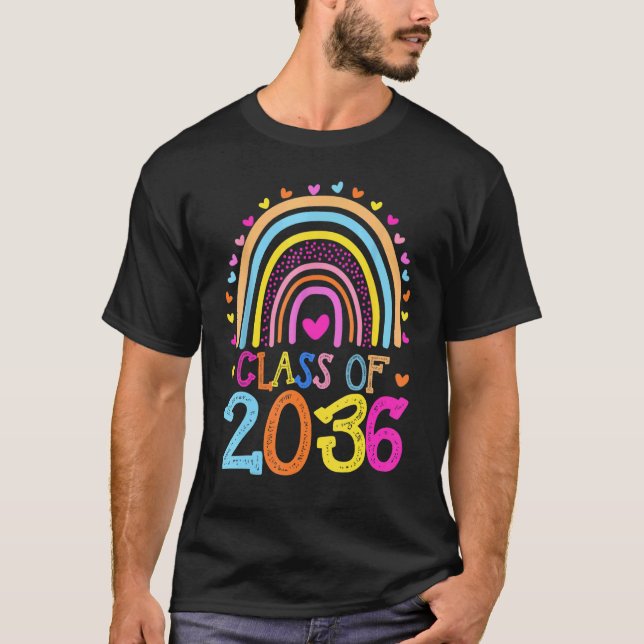 Klasse 2036 Rainbow Pre-K Kindergarten Graduation T-Shirt (Vorderseite)