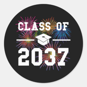 Klasse 2037 Erster Schultag wächst mit mir Runder Aufkleber