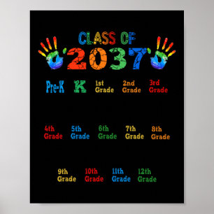 Klasse 2037 wächst mit Farbhandprint vor K 1 Poster