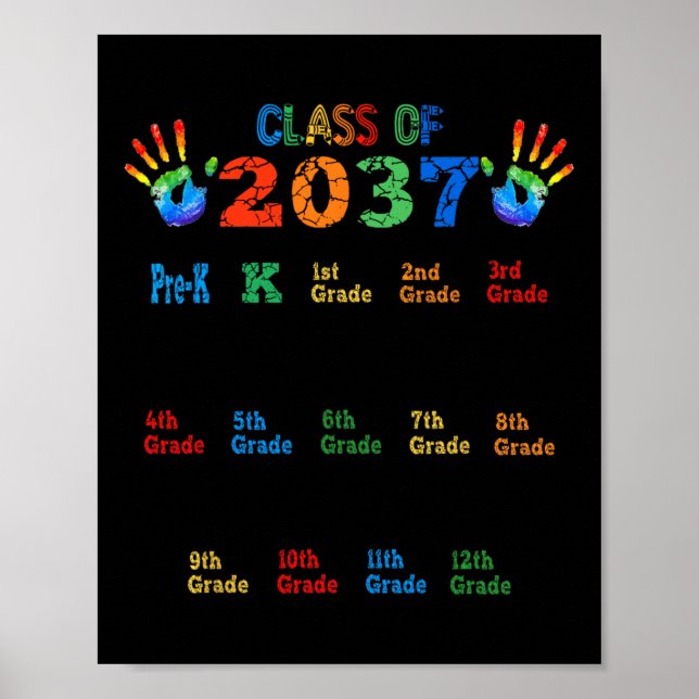 Klasse 2037 wächst mit Farbhandprint vor K 1 Poster (Vorne)