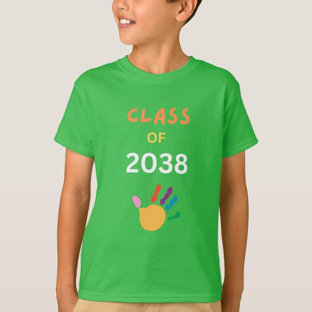 Klasse 2038 mit Fingerfarbe T-Shirt (Vorderseite)