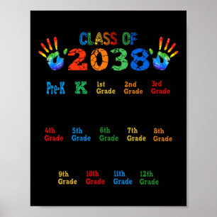 Klasse 2038 wächst mit Farbhandprint vor K 1 Poster