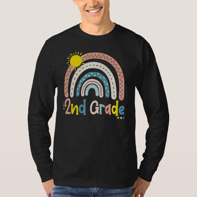 Klasse 2 Boho-Regenbogen Lehrer Schüler Letzter Sc T-Shirt (Vorderseite)