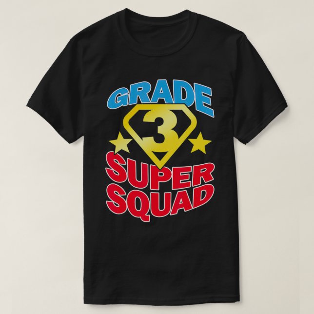 Klasse 3 Super Squad Superhero Teacher Team T-Shirt (Design vorne)