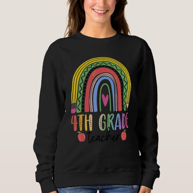 Klasse 4 Regenbogen-Lehrer-Team Vierte Klasse Squa Sweatshirt (Vorderseite)