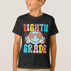 Klasse acht Retro groovy Smiley Gesicht 8. Klasse T-Shirt