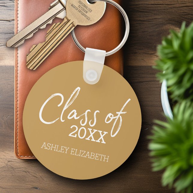 Klasse ADD YOUR YEAR Graduation Party Gold Schlüsselanhänger (Personalized Keychain - Graduation Party Favor)