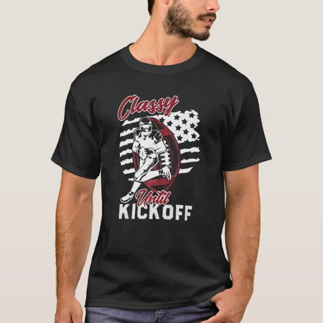 Klasse bis Kickoff American Football Girl Game V T-Shirt (Vorderseite)