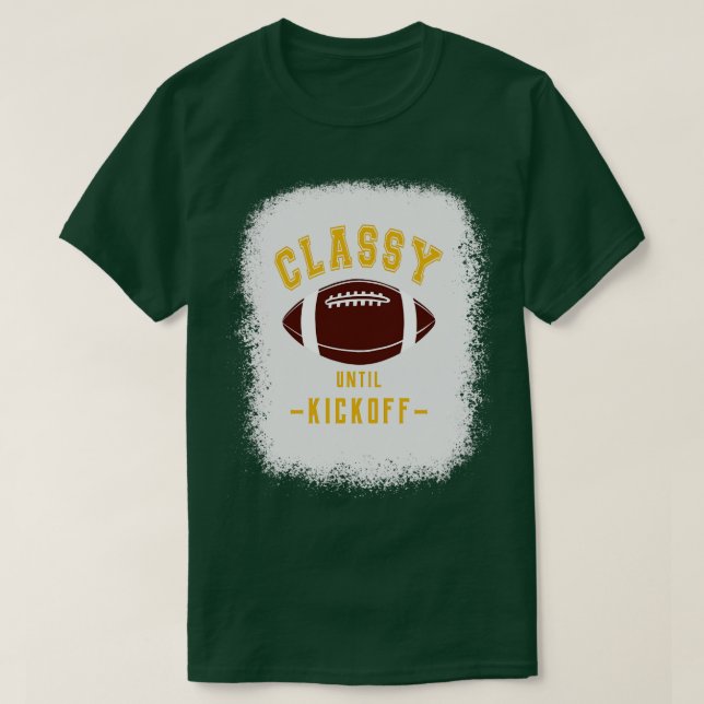 Klasse bis zum Kickoff Fan gelbe Buchstaben T-Shirt (Design vorne)