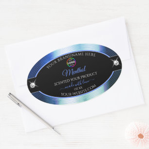 Klasse Black Shiny Royal Blue Logo Product Label Ovaler Aufkleber
