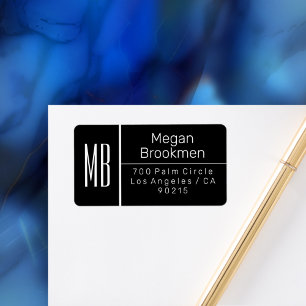 Klasse Blk & Weiß/DIY Name Anschrift Monogramm/VS  Adressaufkleber