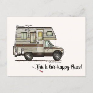 KLASSE C RV Happy Camping Art Niedlich Postkarte