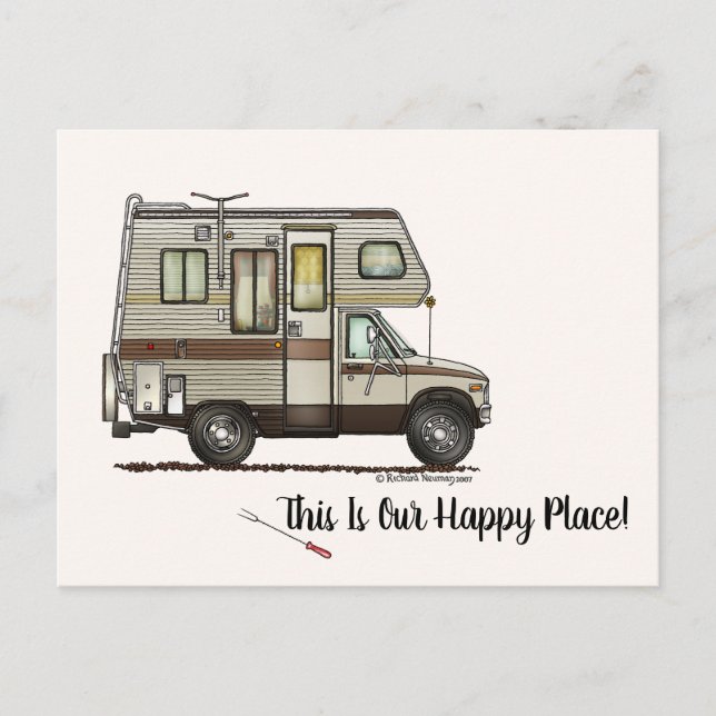 KLASSE C RV Happy Camping Art Niedlich Postkarte (Vorderseite)