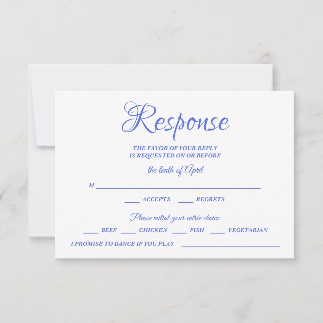 Klasse Calligraphy Blue Wedding RSVP Monogram (Vorderseite)