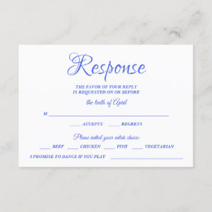 Klasse Calligraphy Blue Wedding RSVP Monogram Karte