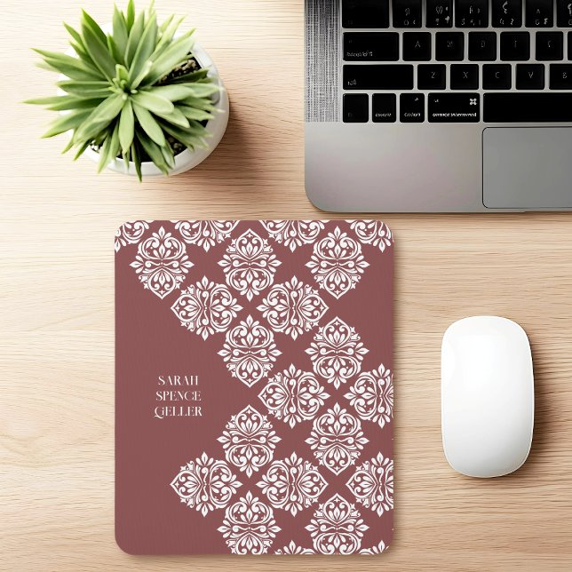 Klasse Damask Regency Geometric Pastel Red Mousepad (Von Creator hochgeladen)