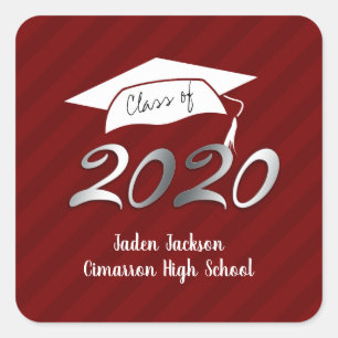 Klasse der 2020 Imitate Foil Wine and Red Quadratischer Aufkleber