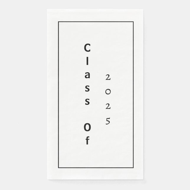 Klasse der 2025-Absolventen Schwarz-weiß einfach Serviette (Vorderseite)