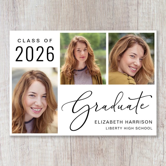 Klasse der 2025 Foto Script Abschluss Ankündigung (Cherish the milestone: share your graduate's achievement with a custom photo graduation announcement)