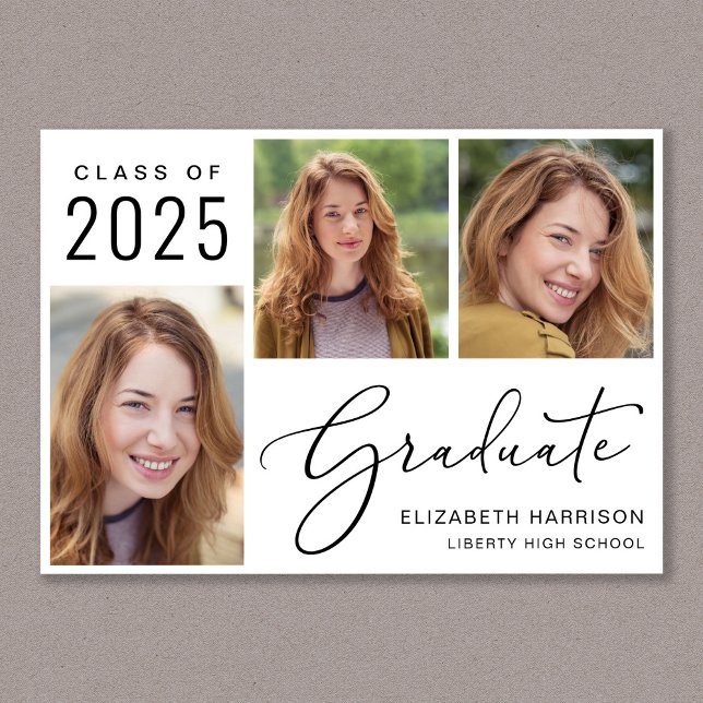 Klasse der 2025 Foto Script Abschluss Ankündigung (Cherish the milestone: share your graduate's achievement with a custom photo graduation announcement)