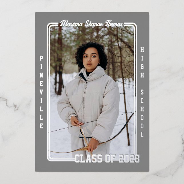 Klasse der 2026 Grad Sportkartenankündigung Folieneinladung (Vorderseite)