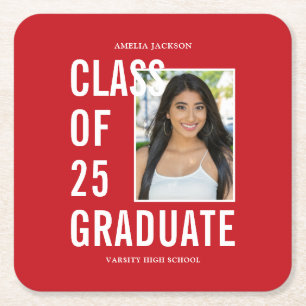 Klasse der 25 Festivals mit rotem Foto Rechteckiger Pappuntersetzer