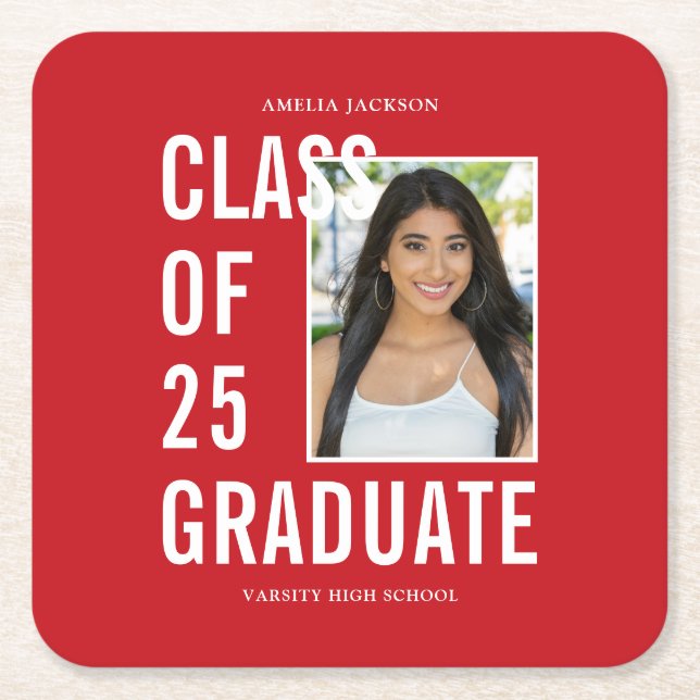 Klasse der 25 Festivals mit rotem Foto Rechteckiger Pappuntersetzer (Vorderseite)